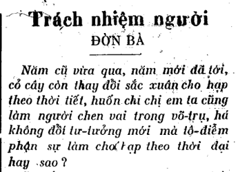 Một bài báo về trách nhiệm của người đàn bà