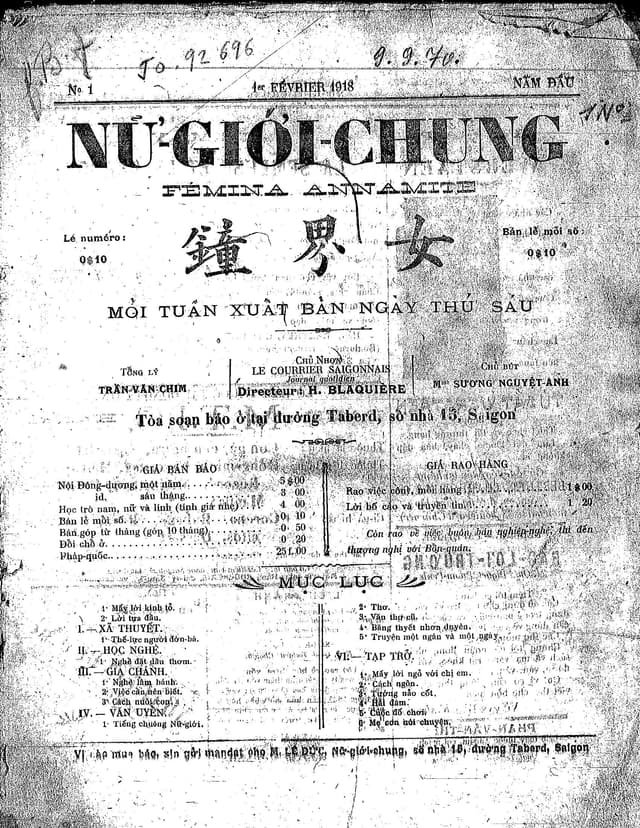 Trang đầu tiên của số báo Số 1